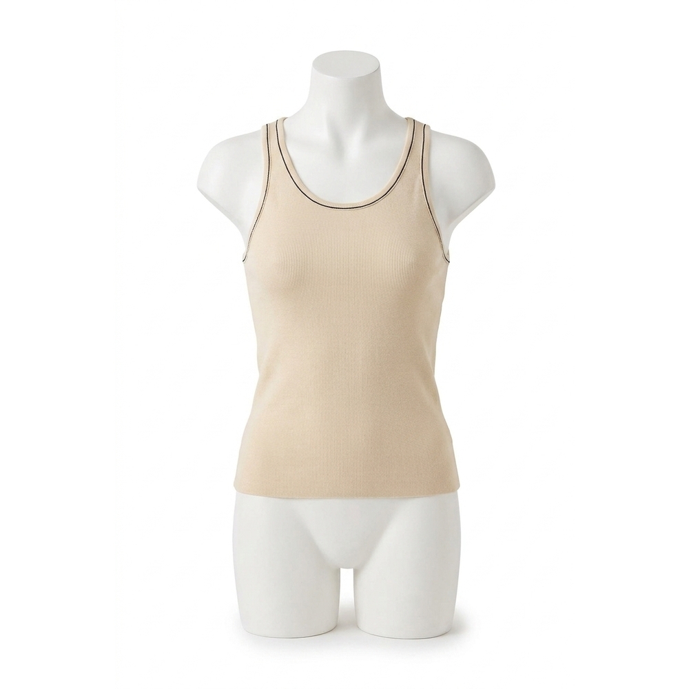 NEW ELAN stitch sleeveless tank in white contrast
